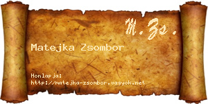 Matejka Zsombor névjegykártya